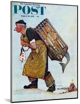 "Mermaid" or "Lobsterman" Saturday Evening Post Cover, August 20,1955-Norman Rockwell-Mounted Giclee Print