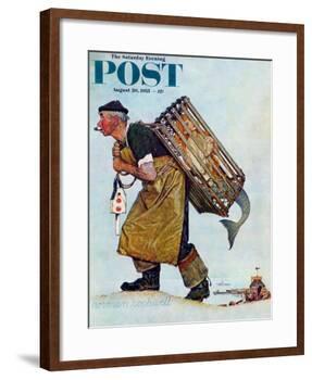 "Mermaid" or "Lobsterman" Saturday Evening Post Cover, August 20,1955-Norman Rockwell-Framed Giclee Print