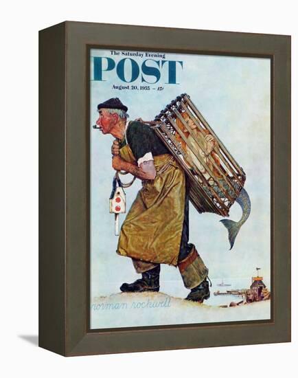 "Mermaid" or "Lobsterman" Saturday Evening Post Cover, August 20,1955-Norman Rockwell-Framed Premier Image Canvas