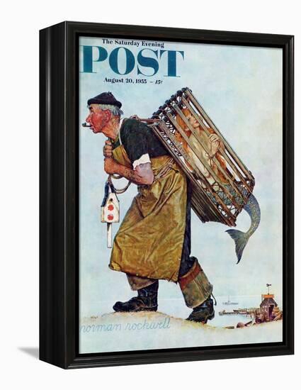 "Mermaid" or "Lobsterman" Saturday Evening Post Cover, August 20,1955-Norman Rockwell-Framed Premier Image Canvas