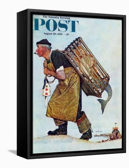 "Mermaid" or "Lobsterman" Saturday Evening Post Cover, August 20,1955-Norman Rockwell-Framed Premier Image Canvas