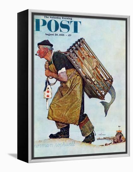 "Mermaid" or "Lobsterman" Saturday Evening Post Cover, August 20,1955-Norman Rockwell-Framed Premier Image Canvas