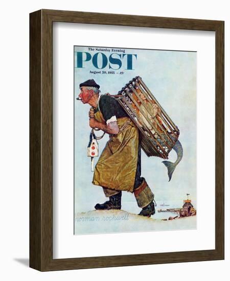 "Mermaid" or "Lobsterman" Saturday Evening Post Cover, August 20,1955-Norman Rockwell-Framed Premium Giclee Print