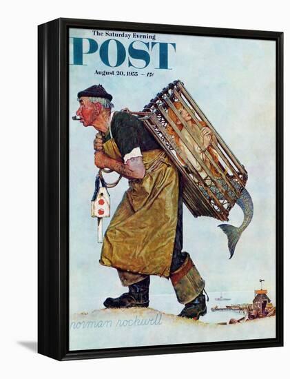 "Mermaid" or "Lobsterman" Saturday Evening Post Cover, August 20,1955-Norman Rockwell-Framed Premier Image Canvas