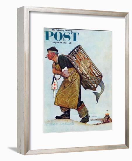 "Mermaid" or "Lobsterman" Saturday Evening Post Cover, August 20,1955-Norman Rockwell-Framed Giclee Print