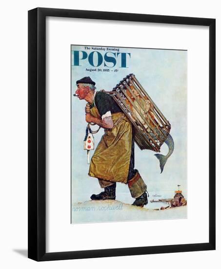 "Mermaid" or "Lobsterman" Saturday Evening Post Cover, August 20,1955-Norman Rockwell-Framed Giclee Print