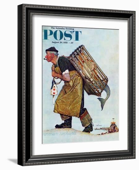 "Mermaid" or "Lobsterman" Saturday Evening Post Cover, August 20,1955-Norman Rockwell-Framed Giclee Print