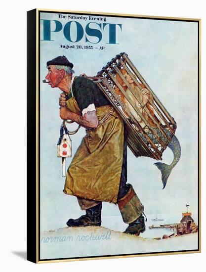 "Mermaid" or "Lobsterman" Saturday Evening Post Cover, August 20,1955-Norman Rockwell-Framed Premier Image Canvas