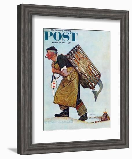 "Mermaid" or "Lobsterman" Saturday Evening Post Cover, August 20,1955-Norman Rockwell-Framed Giclee Print