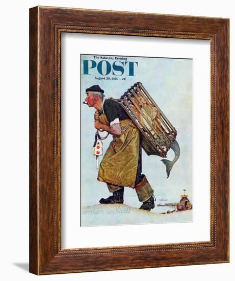 "Mermaid" or "Lobsterman" Saturday Evening Post Cover, August 20,1955-Norman Rockwell-Framed Giclee Print