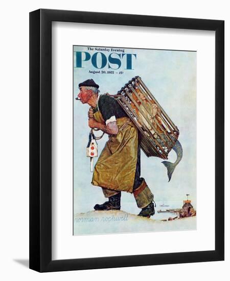 "Mermaid" or "Lobsterman" Saturday Evening Post Cover, August 20,1955-Norman Rockwell-Framed Giclee Print