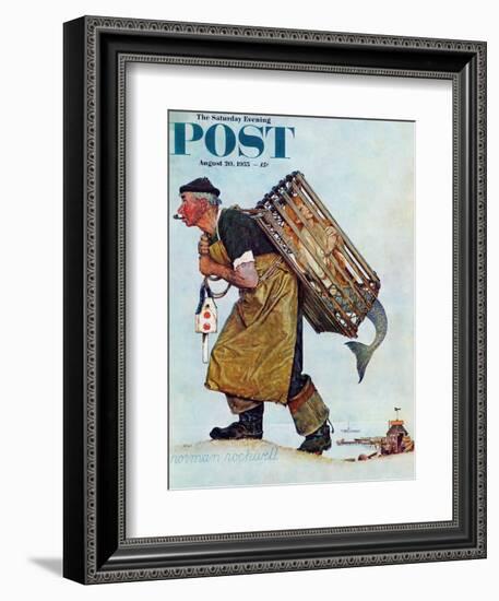 "Mermaid" or "Lobsterman" Saturday Evening Post Cover, August 20,1955-Norman Rockwell-Framed Giclee Print