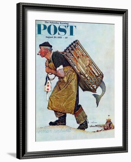 "Mermaid" or "Lobsterman" Saturday Evening Post Cover, August 20,1955-Norman Rockwell-Framed Giclee Print