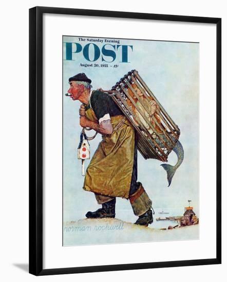 "Mermaid" or "Lobsterman" Saturday Evening Post Cover, August 20,1955-Norman Rockwell-Framed Giclee Print