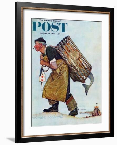 "Mermaid" or "Lobsterman" Saturday Evening Post Cover, August 20,1955-Norman Rockwell-Framed Giclee Print