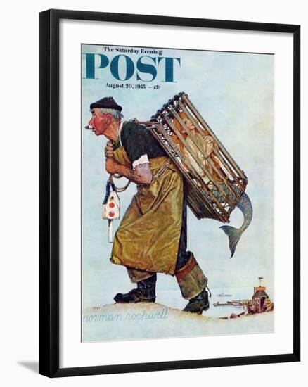 "Mermaid" or "Lobsterman" Saturday Evening Post Cover, August 20,1955-Norman Rockwell-Framed Giclee Print