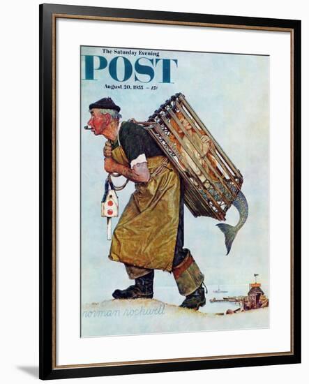 "Mermaid" or "Lobsterman" Saturday Evening Post Cover, August 20,1955-Norman Rockwell-Framed Giclee Print