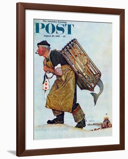 "Mermaid" or "Lobsterman" Saturday Evening Post Cover, August 20,1955-Norman Rockwell-Framed Giclee Print