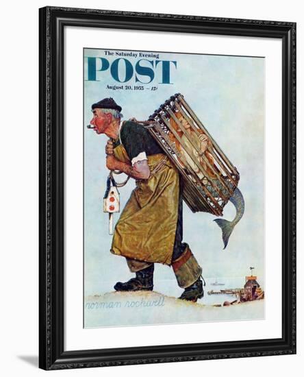 "Mermaid" or "Lobsterman" Saturday Evening Post Cover, August 20,1955-Norman Rockwell-Framed Giclee Print