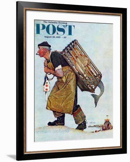"Mermaid" or "Lobsterman" Saturday Evening Post Cover, August 20,1955-Norman Rockwell-Framed Giclee Print