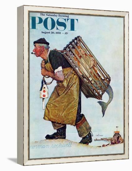 "Mermaid" or "Lobsterman" Saturday Evening Post Cover, August 20,1955-Norman Rockwell-Framed Premier Image Canvas