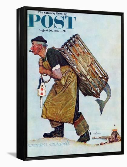 "Mermaid" or "Lobsterman" Saturday Evening Post Cover, August 20,1955-Norman Rockwell-Framed Premier Image Canvas