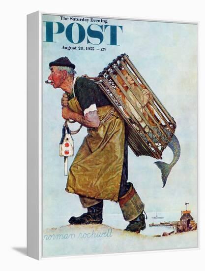 "Mermaid" or "Lobsterman" Saturday Evening Post Cover, August 20,1955-Norman Rockwell-Framed Premier Image Canvas