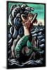 Mermaid - Scratchboard-Lantern Press-Mounted Art Print