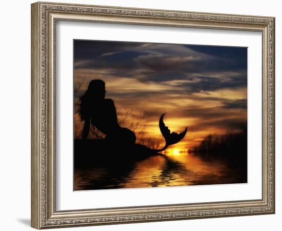 Mermaid Sunset-Julie Fain-Framed Art Print