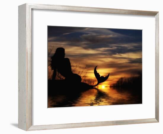 Mermaid Sunset-Julie Fain-Framed Art Print