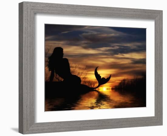 Mermaid Sunset-Julie Fain-Framed Art Print