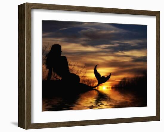 Mermaid Sunset-Julie Fain-Framed Art Print