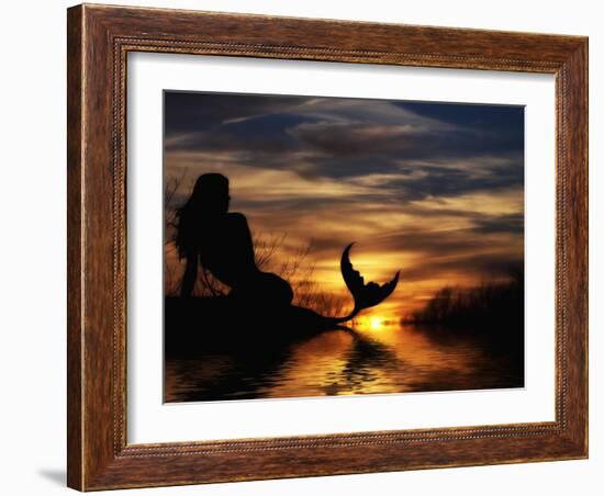 Mermaid Sunset-Julie Fain-Framed Art Print