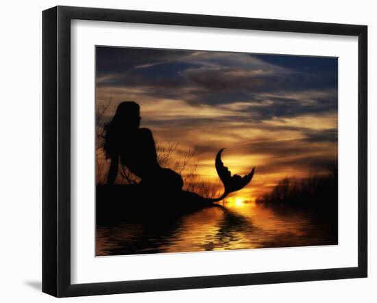 Mermaid Sunset-Julie Fain-Framed Art Print