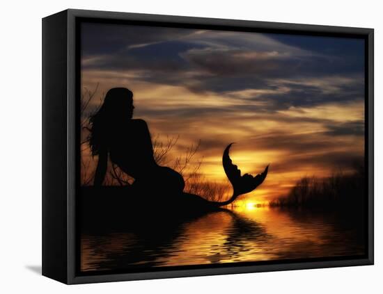 Mermaid Sunset-Julie Fain-Framed Stretched Canvas