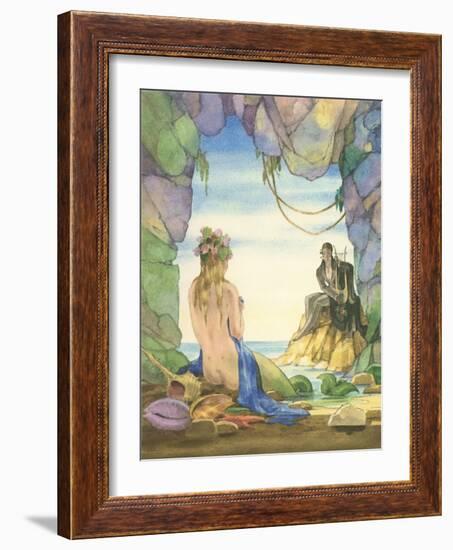 Mermaid Talking to Witch-null-Framed Art Print