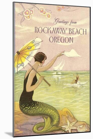 Mermaid Waving from Rockaway Beach, Oregon-null-Mounted Art Print