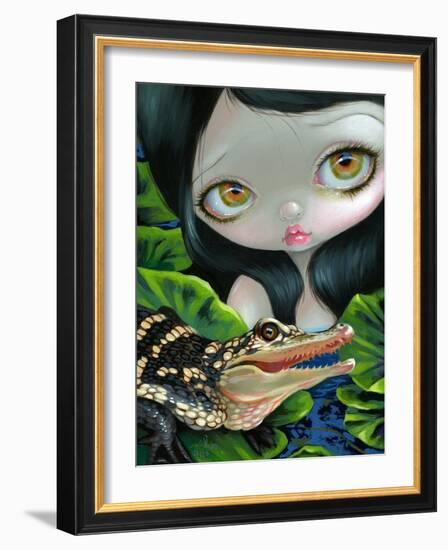 Mermaid with a Baby Alligator-Jasmine Becket-Griffith-Framed Art Print