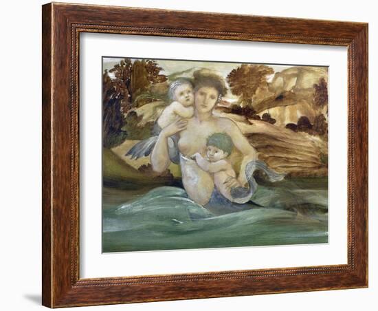 Mermaid With Her Offspring-Edward Burne-Jones-Framed Art Print