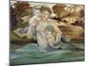 Mermaid With Her Offspring-Edward Burne-Jones-Mounted Art Print