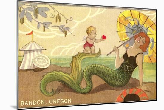 Mermaid with Parasol, Bandon, Oregon-null-Mounted Art Print