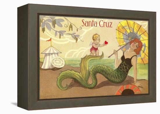 Mermaid with Parasol, Santa Cruz, California-null-Framed Stretched Canvas