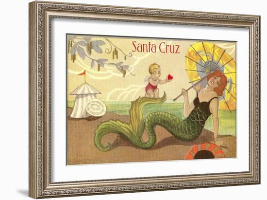 Mermaid with Parasol, Santa Cruz, California-null-Framed Art Print