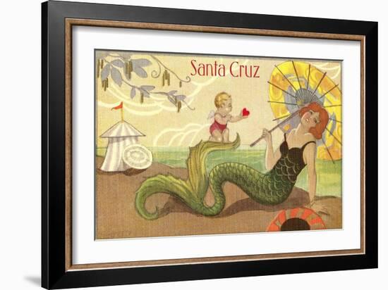 Mermaid with Parasol, Santa Cruz, California-null-Framed Art Print