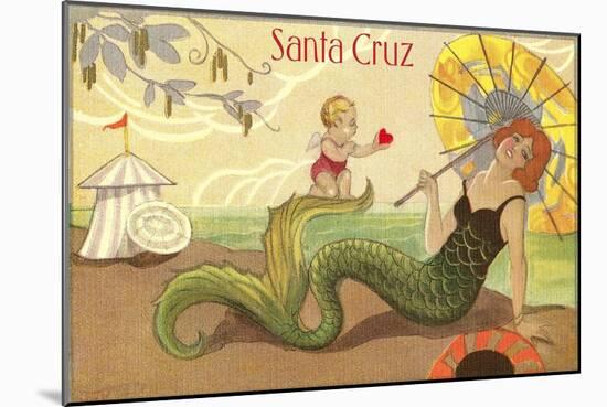 Mermaid with Parasol, Santa Cruz, California-null-Mounted Art Print