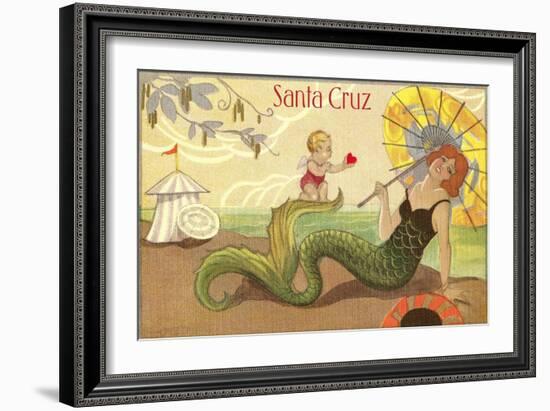 Mermaid with Parasol, Santa Cruz, California-null-Framed Art Print