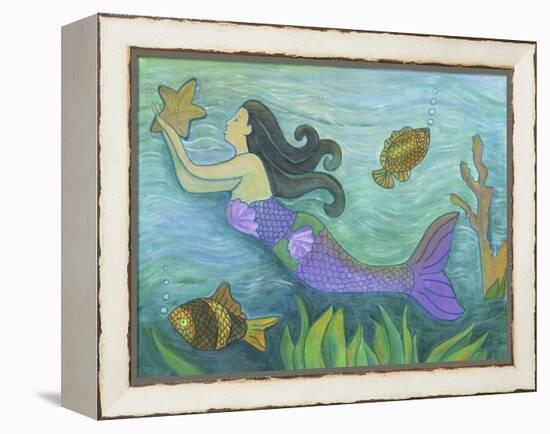 Mermaid with Star Fish-Cheryl Bartley-Framed Premier Image Canvas