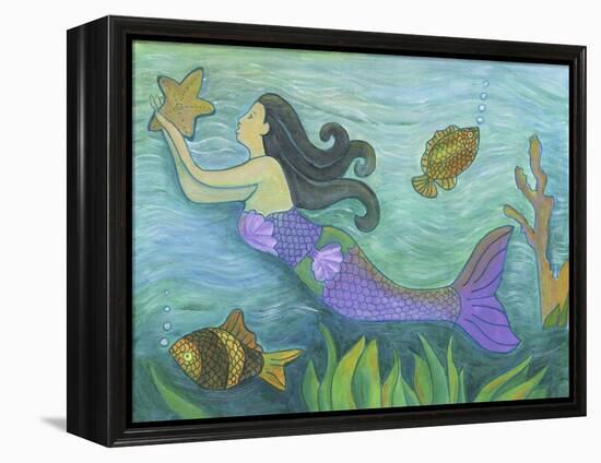 Mermaid with Star Fish-Cheryl Bartley-Framed Premier Image Canvas