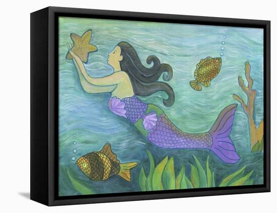 Mermaid with Star Fish-Cheryl Bartley-Framed Premier Image Canvas