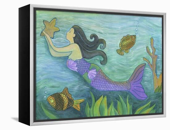 Mermaid with Star Fish-Cheryl Bartley-Framed Premier Image Canvas